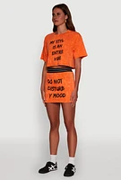 Womens Trendy Mineral Wash Entire Vibe Graphic Oversized Tee,