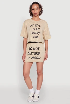 Womens Stylish Mineral Wash Do Not Disturb Graphic Skirt,