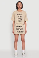 Womens Stylish Mineral Wash Do Not Disturb Graphic Skirt,