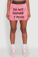 Womens Stylish Mineral Wash Do Not Disturb Graphic Skirt, Pink, Size XL