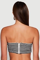 Womens Striped Knot Front Knit Bandeau Top, Multi, Size XL