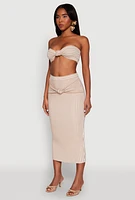 Womens Striped Knot Front Knit Bandeau Top,