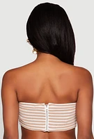 Womens Striped Knot Front Knit Bandeau Top,