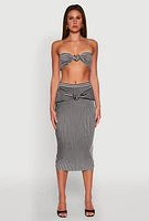 Womens Striped Knot Front Knit Pencil Skirt, Multi, Size XL
