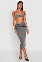 Womens Striped Knot Front Knit Pencil Skirt, Multi, Size XL
