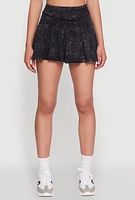 Womens Trendy Mineral Wash High Waisted Pleated Skirt,