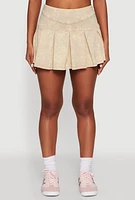 Womens Trendy Mineral Wash High Waisted Pleated Skirt, Khaki, Size XL