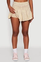 Womens Trendy Mineral Wash High Waisted Pleated Skirt, Khaki, Size XL