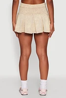 Womens Trendy Mineral Wash High Waisted Pleated Skirt, Khaki, Size XL