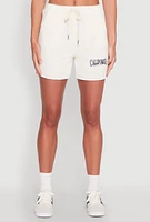 Womens California Embroidered Sweatshorts, White, Size XL