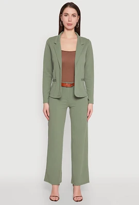 Womens Crepe Knit Belted Dress Pants, M