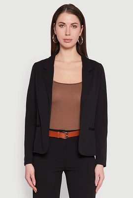 Womens Long Sleeve Crepe Knit Open Front Blazer,