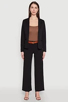 Womens Long Sleeve Crepe Knit Open Front Blazer,