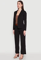 Womens Long Sleeve Crepe Knit Open Front Blazer,