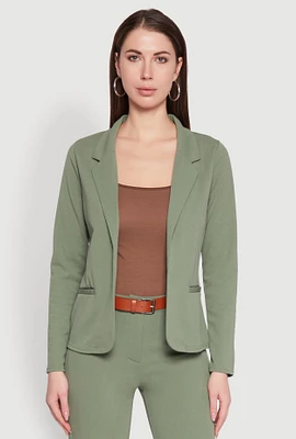 Womens Long Sleeve Crepe Knit Open Front Blazer,