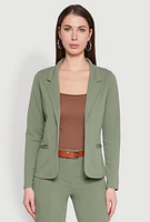 Womens Long Sleeve Crepe Knit Open Front Blazer,