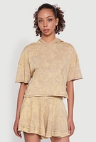Womens Trendy Mineral Wash Oversized Hooded Sweatshirt, Beige, Size S