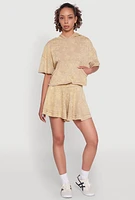 Womens Trendy Mineral Wash Oversized Hooded Sweatshirt, Beige, Size S