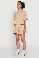 Womens Trendy Mineral Wash Oversized Hooded Sweatshirt, Beige, Size S