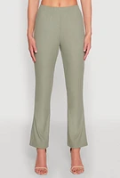 Womens Ribbed Knit Boot Cut Pants, Green, Size S