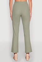 Womens Ribbed Knit Boot Cut Pants, Green, Size S
