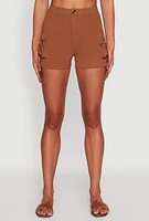 Womens Trendy Crepe Knit High Waisted Cargo Shorts,