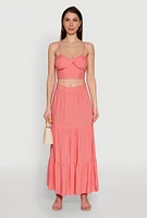 Womens Stylish Padded Bustier with Twist Front Sweetheart Neckline, Pink, Size XL
