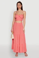 Womens Stylish Padded Bustier with Twist Front Sweetheart Neckline, Pink, Size XL