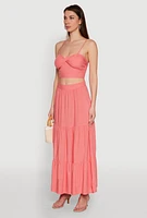 Womens Stylish Padded Bustier with Twist Front Sweetheart Neckline, Pink, Size XL