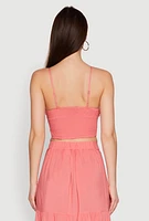 Womens Stylish Padded Bustier with Twist Front Sweetheart Neckline, Pink, Size XL