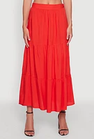 Womens Chic High Waisted Tiered Maxi Skirt,