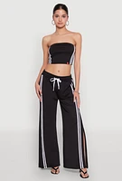 Womens Varsity Stripe Cropped Tube Top,