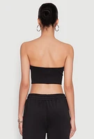 Womens Varsity Stripe Cropped Tube Top,