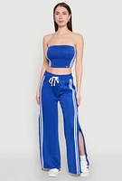 Womens Varsity Stripe Split Wide Leg Track Pants, S