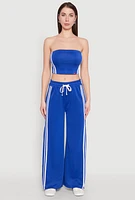 Womens Varsity Stripe Split Wide Leg Track Pants,