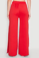 Womens Varsity Stripe Split Wide Leg Track Pants, Red, Size M