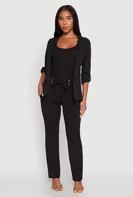 Womens Crepe Knit Tie Front Dress Pants,