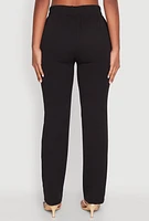 Womens Crepe Knit Tie Front Dress Pants,