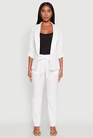 Womens Crepe Knit Tie Front Dress Pants, White, Size M