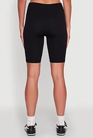 Womens Seamless High Waisted Ribbed Knit Bike Shorts,