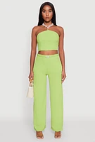 Womens Airy Chain Belted Front Pants,