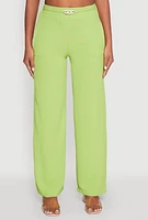 Womens Airy Chain Belted Front Pants,