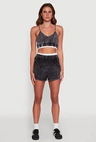 Womens Chic High-Waisted Mineral Wash Shorts, Grey, Size M
