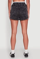 Womens Chic High-Waisted Mineral Wash Shorts, Grey, Size M