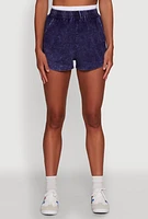 Womens Chic High-Waisted Mineral Wash Shorts,