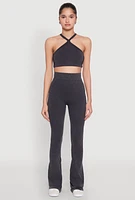 Womens Seamless Caged Open Back Crop Top, Grey,
