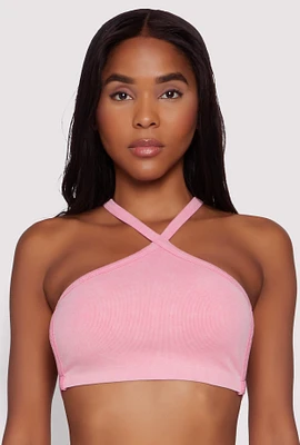 Womens Seamless Caged Open Back Crop Top, Pink, Size S-M