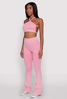 Womens Seamless Caged Open Back Crop Top, Pink, Size S-M
