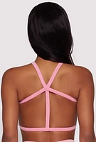 Womens Seamless Caged Open Back Crop Top, Pink, Size S-M
