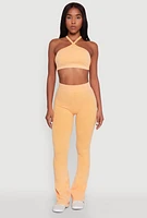 Womens Seamless Caged Open Back Crop Top, Orange, Size S-M